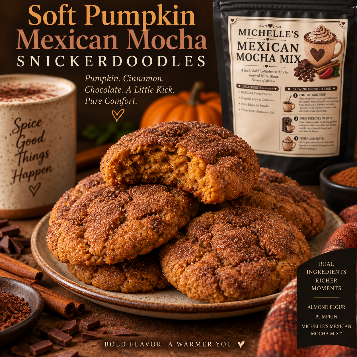 Soft Pumpkin Mexican Mocha Snickerdoodles
